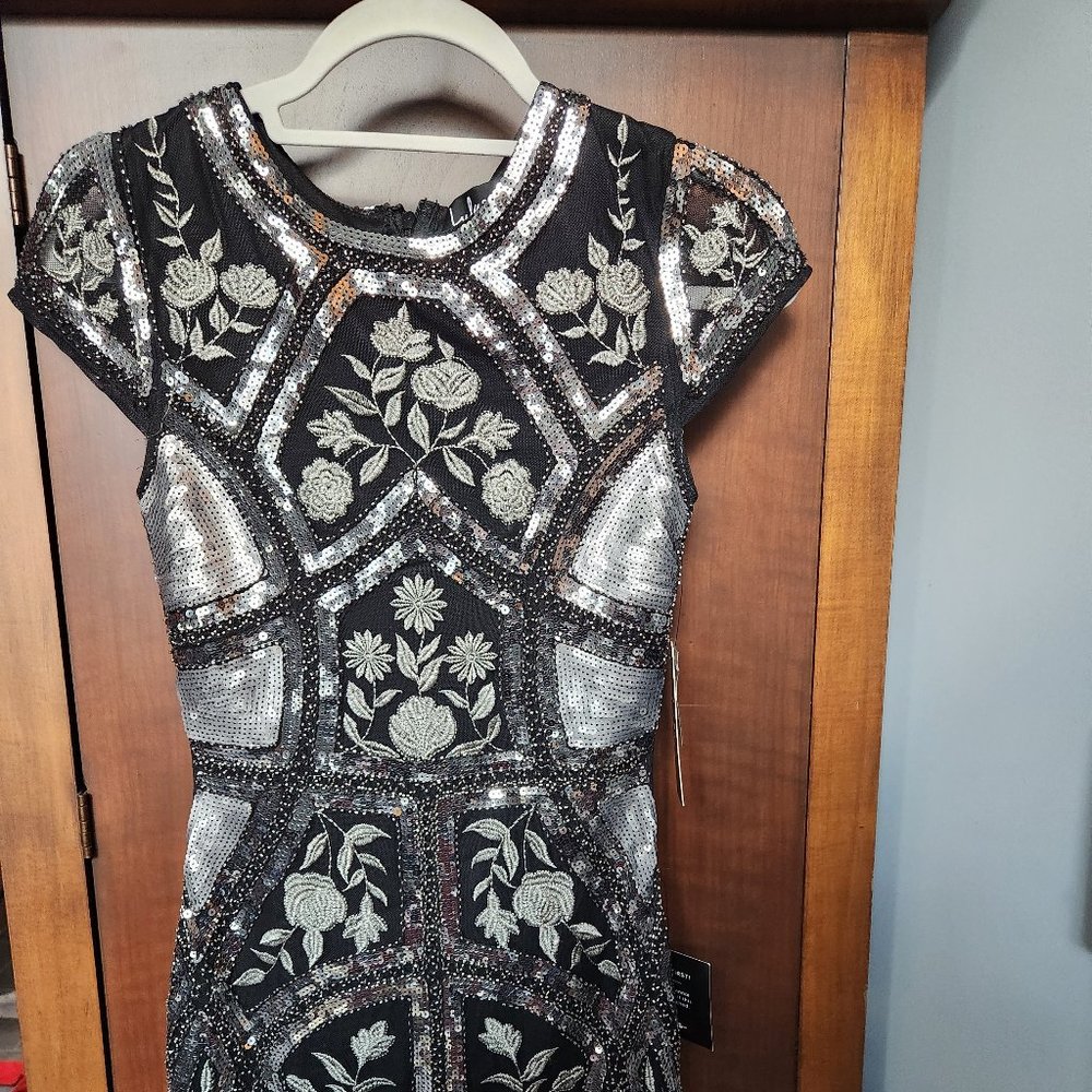 lulus black and sliver beaded dress xs nwt